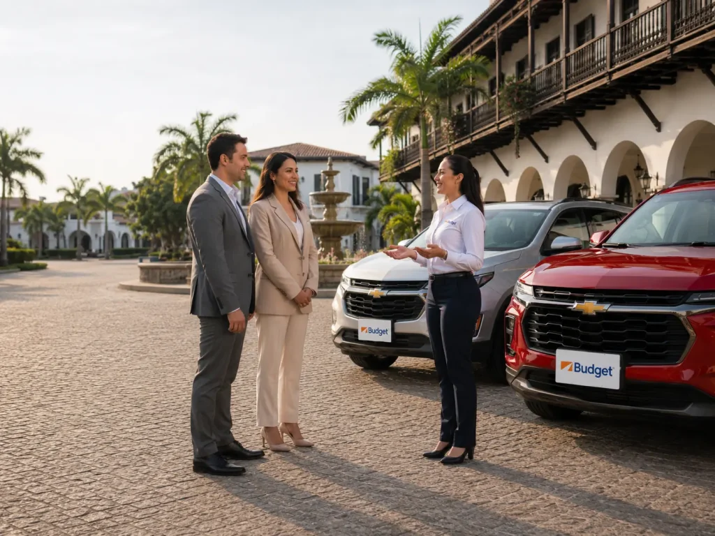 Flota de vehículos Chevrolet de Budget Ecuador en Plaza Lagos Samborondón para venta y alquiler de autos.